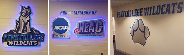 Athletic department illuminated locker room signage