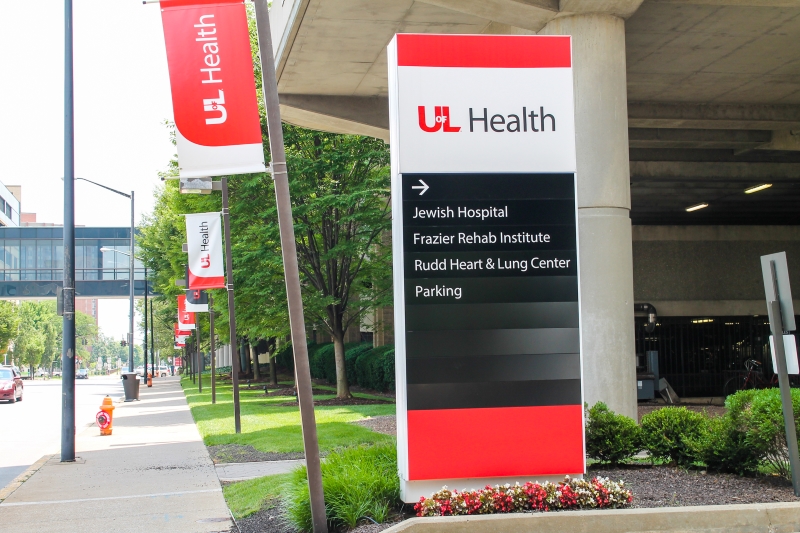 U of L Hospital center sign