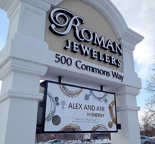 Roman Jewelers features a digital sign outside of their store