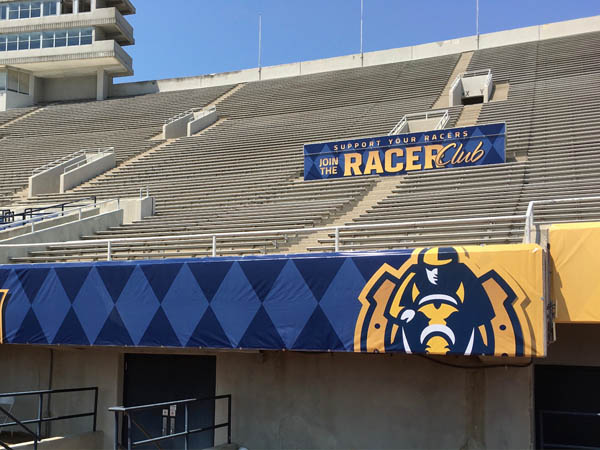 banners displaying the school’s name and logo