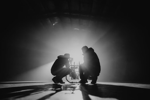 A film crew records an event